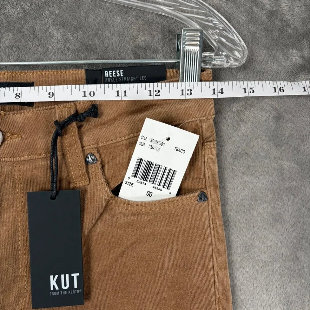 KUT From The Kloth Reese Ankle Straight Leg Pants Women’s 00 Brown Corduroy Y2k - Picture 5 of 7